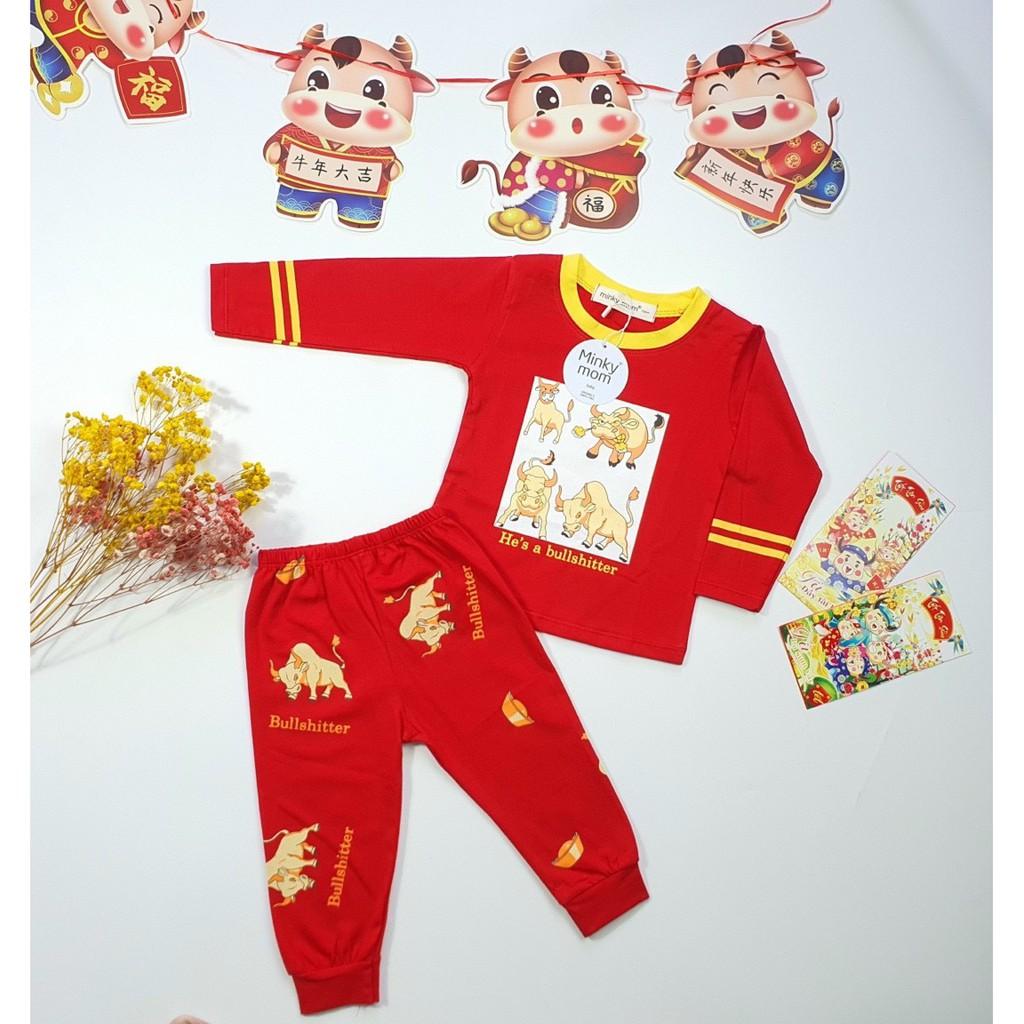 Bộ dài tay cotton cao cấp 100% Miky m0m họa tiết trâu cho bé trai bé gái