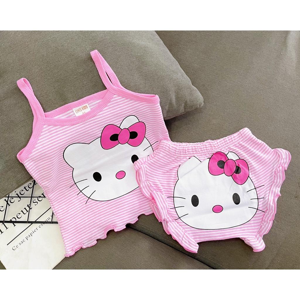 Bộ Chip 2 Dây cotton borip xuất in Hình siêu cưng cho Bé Gái, Đồ bộ mặc nhà, bộ hai dây