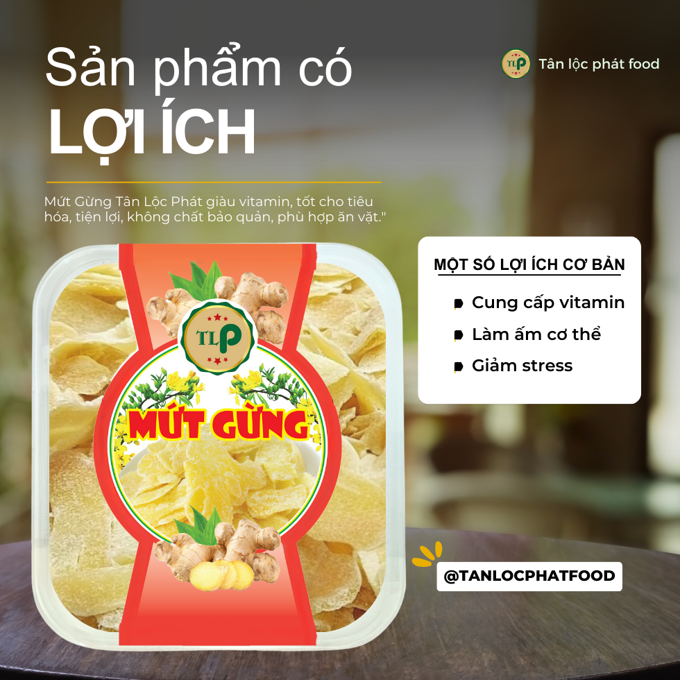 [HỘP TẾT] Mứt Gừng Sấy Dẻo Tân Lộc Phát Hộp 300G