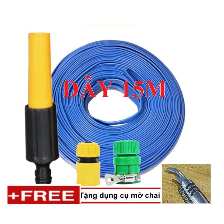 Bộ dây vòi xịt nước rửa xe, tưới cây . tăng áp 3 lần, loại 15m 206622-5 cút sập,nối vàng + tặng mở chai