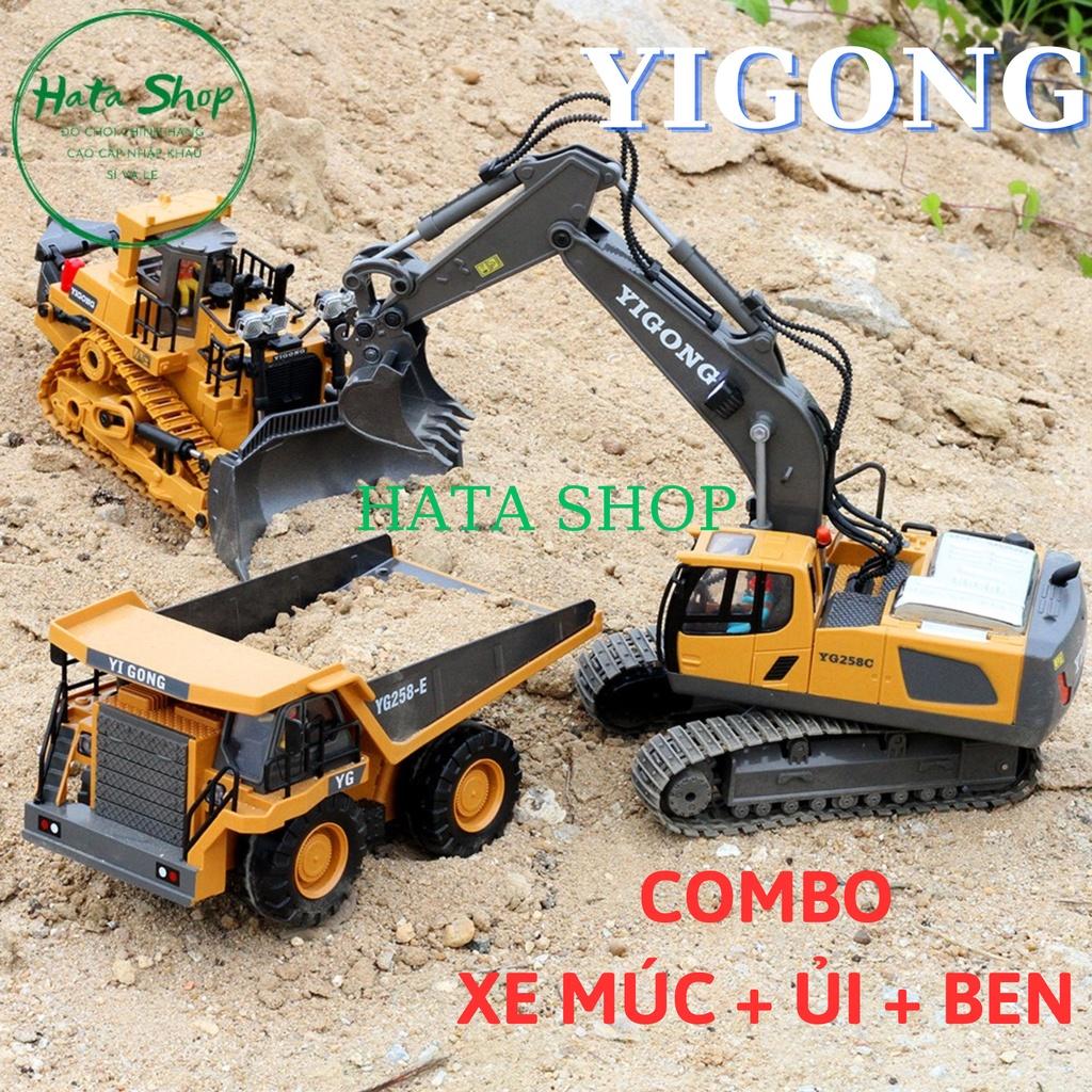 Combo bộ 3 Xe múc + Xe ủi + Xe Ben điều khiển từ xa kim loại YIGONG cao cấp hàng chất lượng cao