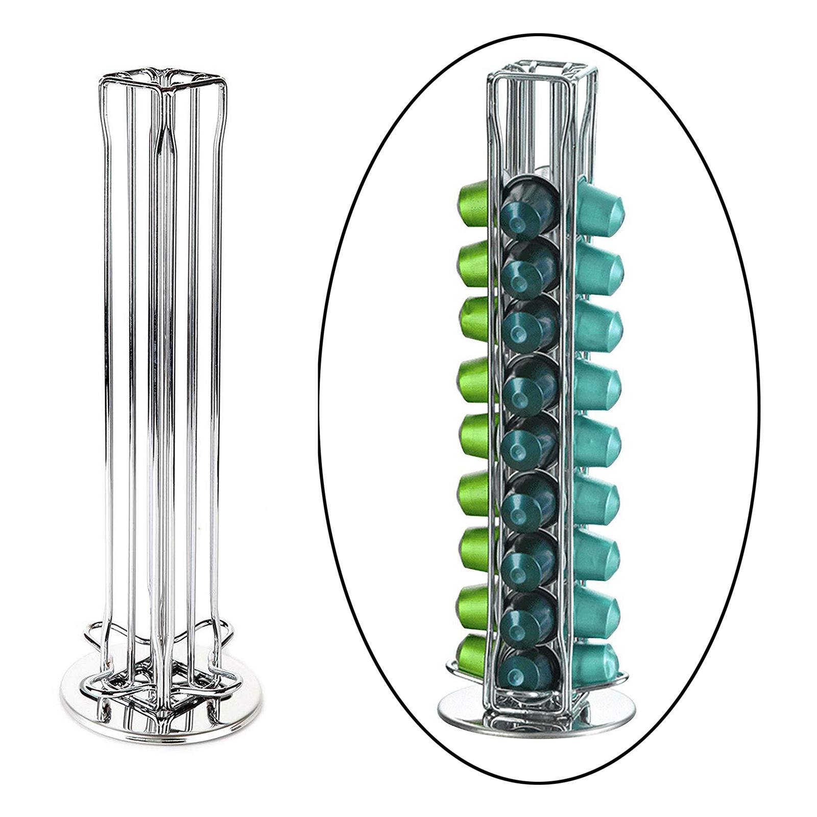 Iron Wire Coffee Pod Capsule Holder Rack Tower Storage Fits  for Counter Cafe Home Shop Can Hold 40 Capsules