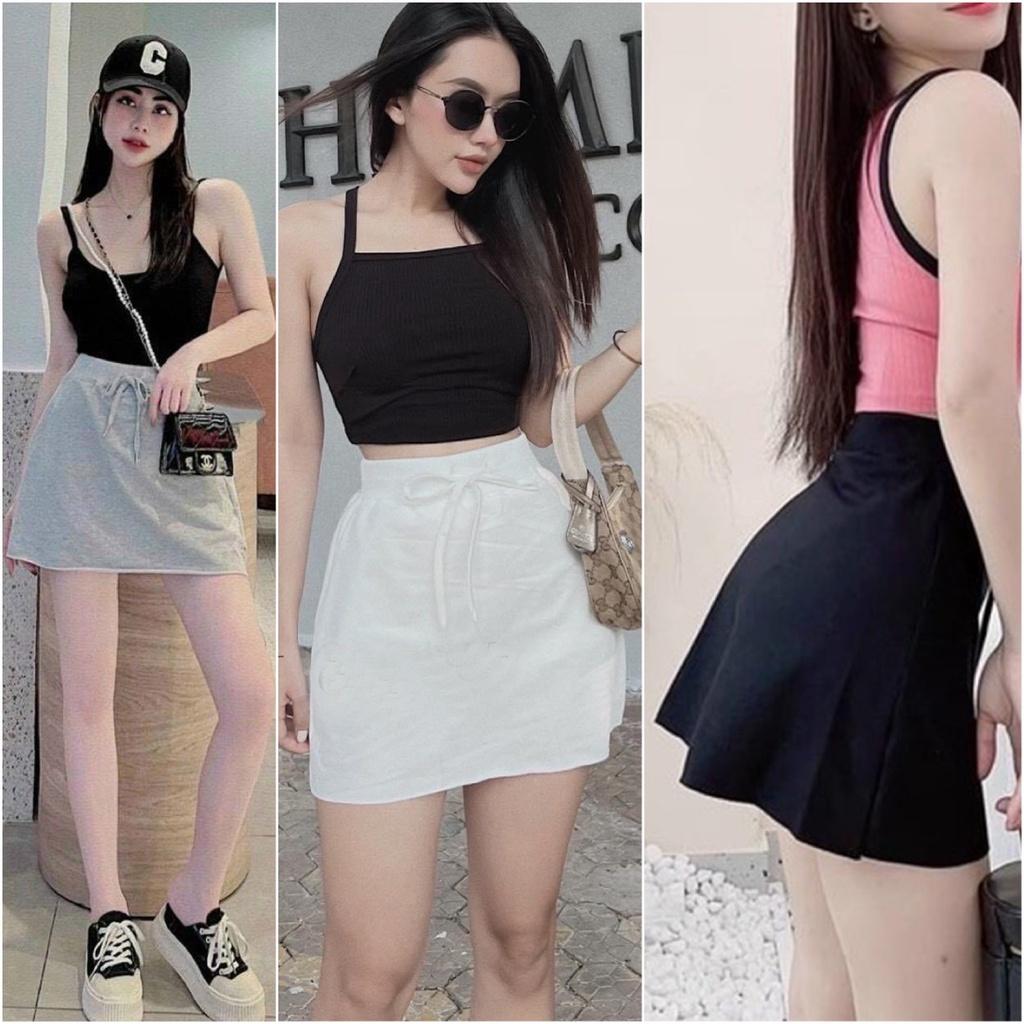 Chân váy chữ A dáng ngắn thể thao hack dáng chất thun da cá co giãn cạp chun phong cách Hàn quốc CV36