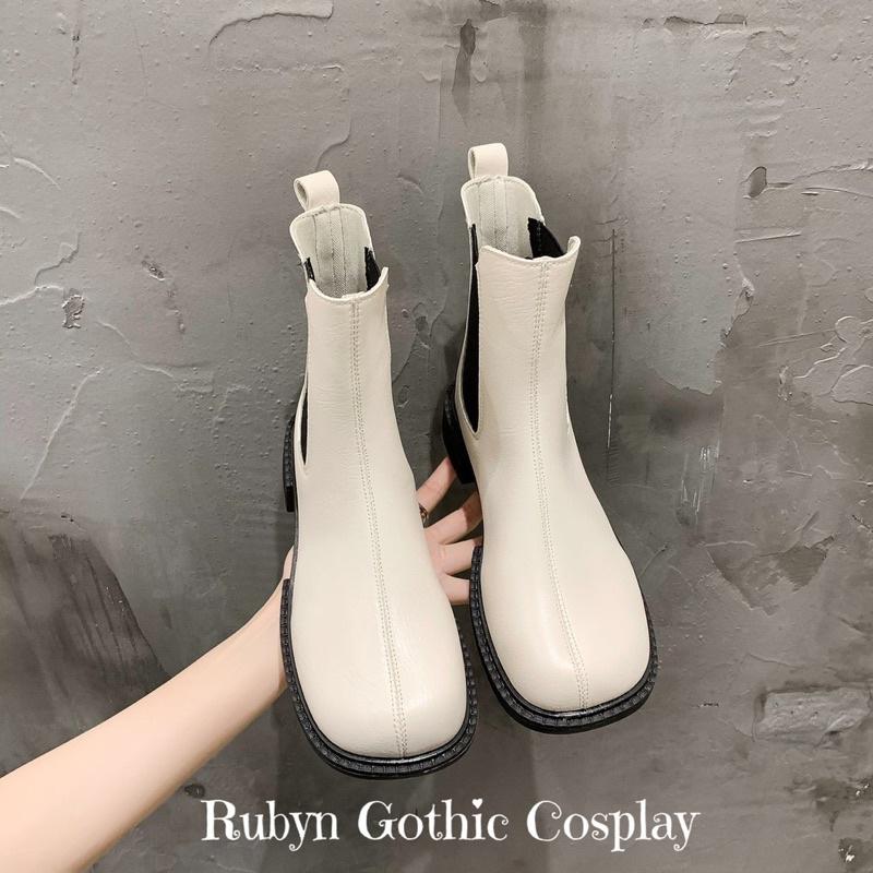 Giày Boots Chelsea Cổ Lửng 2 màu trắng đen ( size: 35-40)