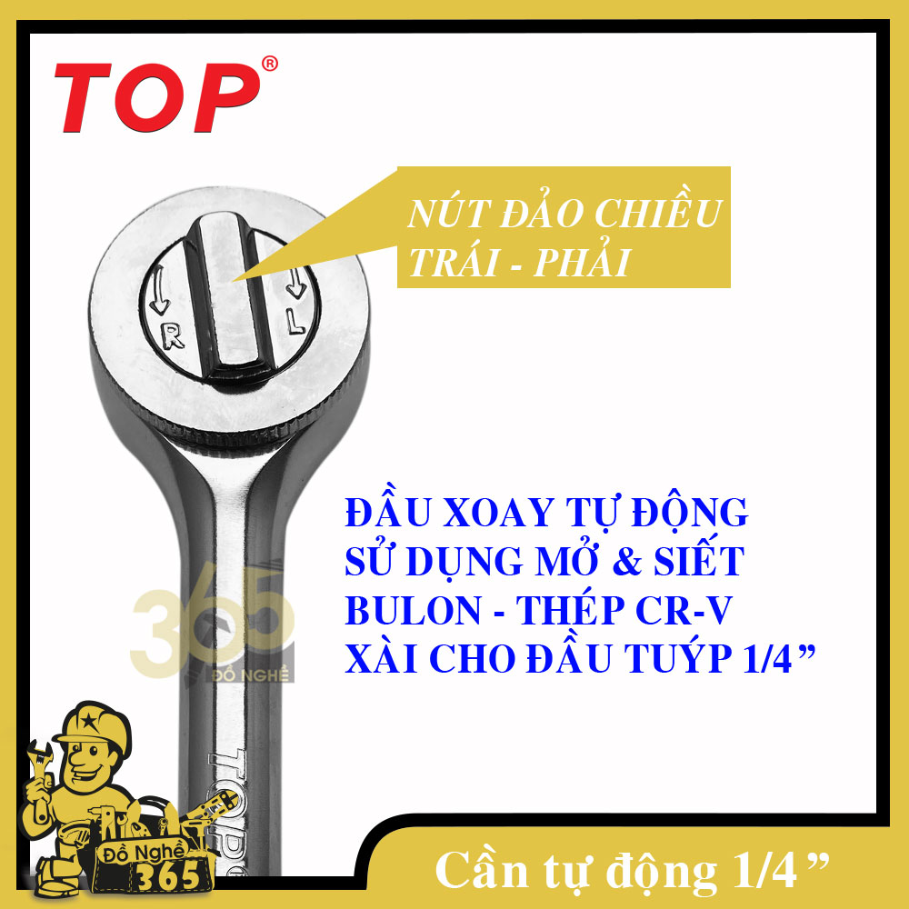 Cần siết tự động 1/4&quot; đầu tròn xi bóng TOP