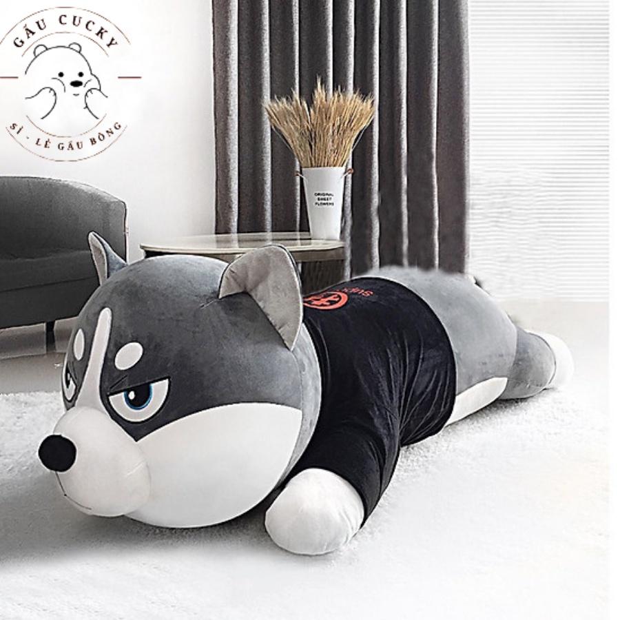 Gấu Bông Chó Husky 1m2 Thú Bông Siêu To Khổng Lồ Lông Nhung Mềm Mịn Co Dãn 4 Chiều Size 1m-1m2