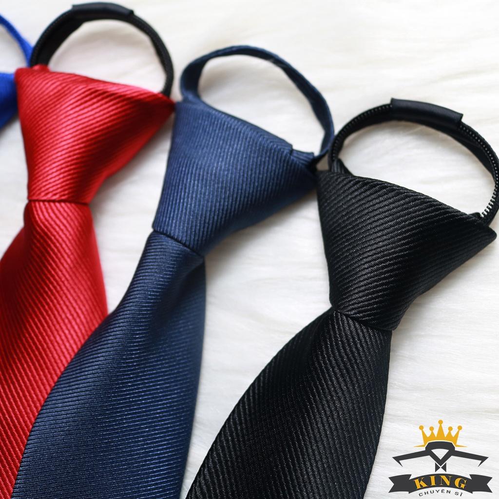 Cà vạt nam thắt sẵn bản nhỏ 5cm và 8cm vải lụa xéo cho công sở và học sinh KING C07