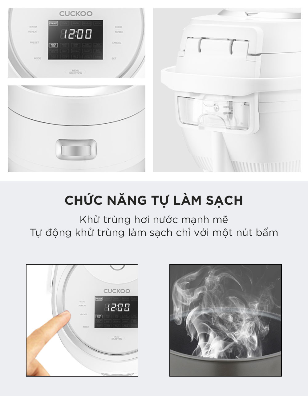 Nồi cơm điện tử Cuckoo 1,8L CR-1020F- màu trắng - Bảng điều khiển LED - Lòng nồi chống dính - Chất lượng Hàn Quốc - Hàng chính hãng Cuckoovina