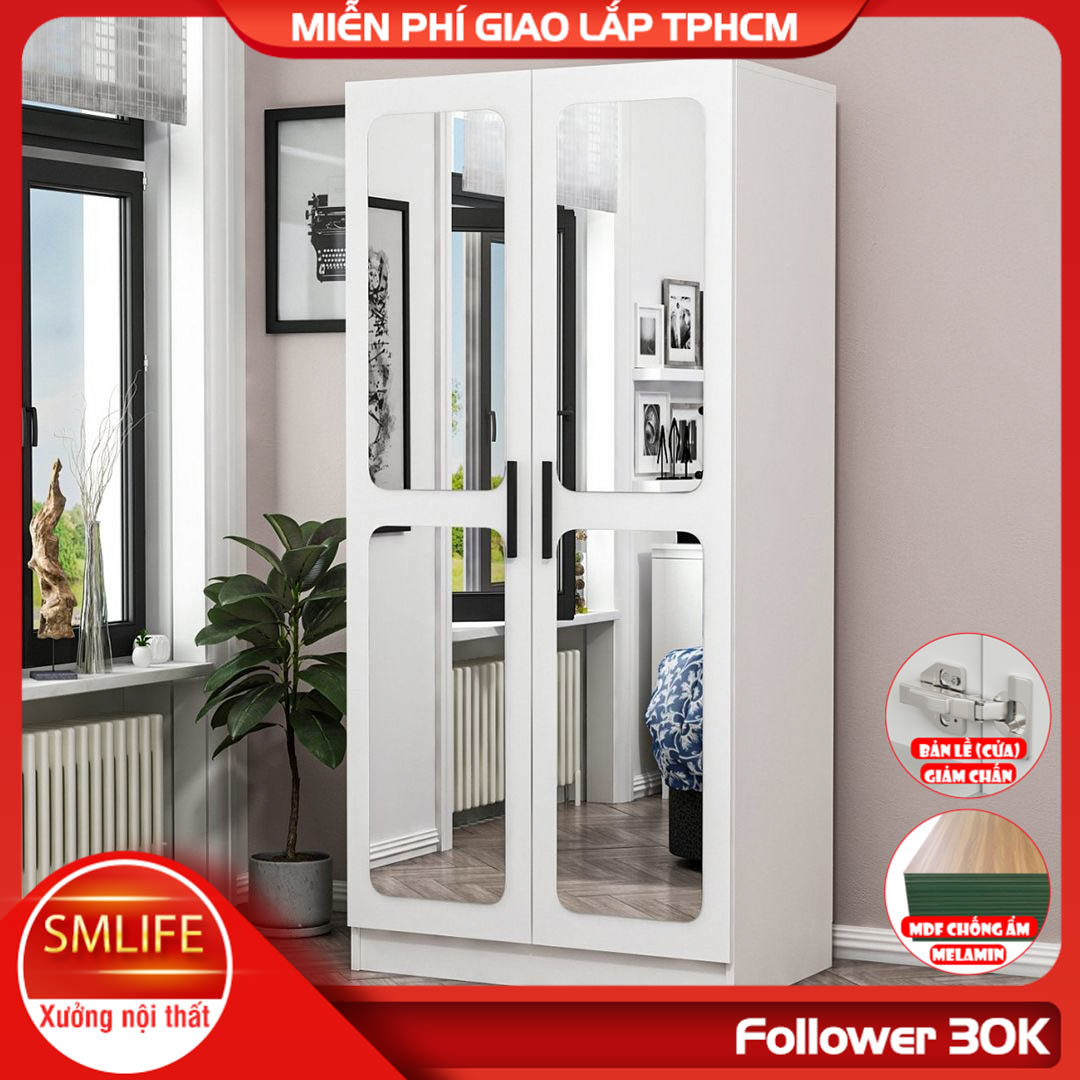 Tủ quần áo 2 cánh nhỏ gọn SMLIFE Cituma