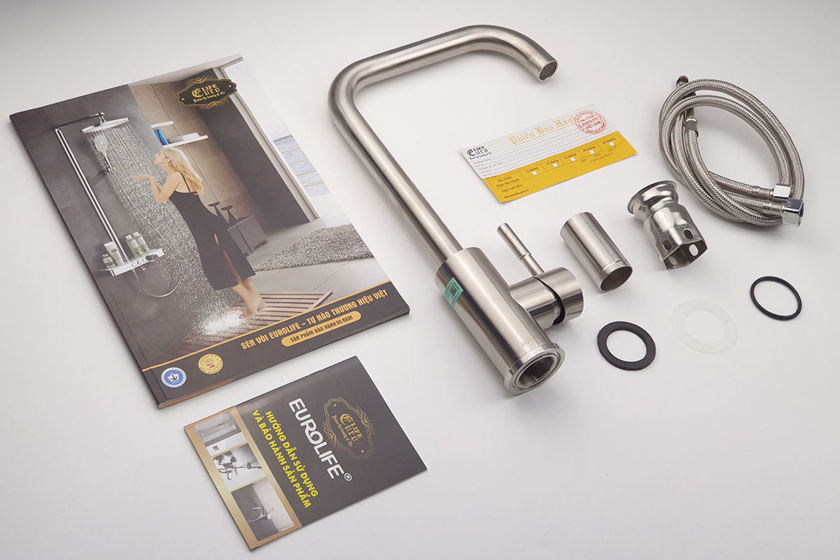 Vòi rửa chén nóng lạnh Inox SUS 304 Eurolife EL-T001
