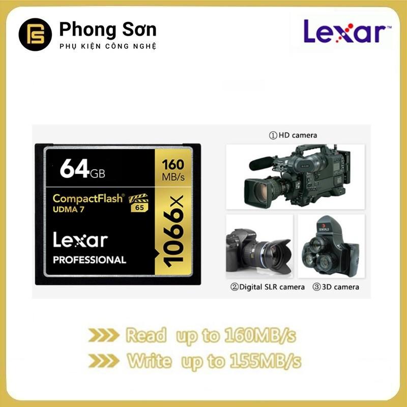 Thẻ nhớ CF Lexar 64GB Pro 1066X 160MB/s - cho máy ảnh chuyên nghiệp, tốc độ cao (Đen, Vàng) - HÀNG CHÍNH HÃNG