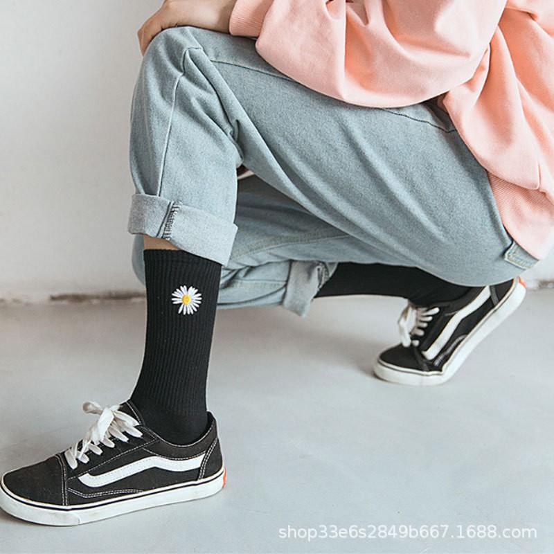 50K Tất cao cổ UNISEX cao cổ in hình HOA CÚC KOREA HOT TREND