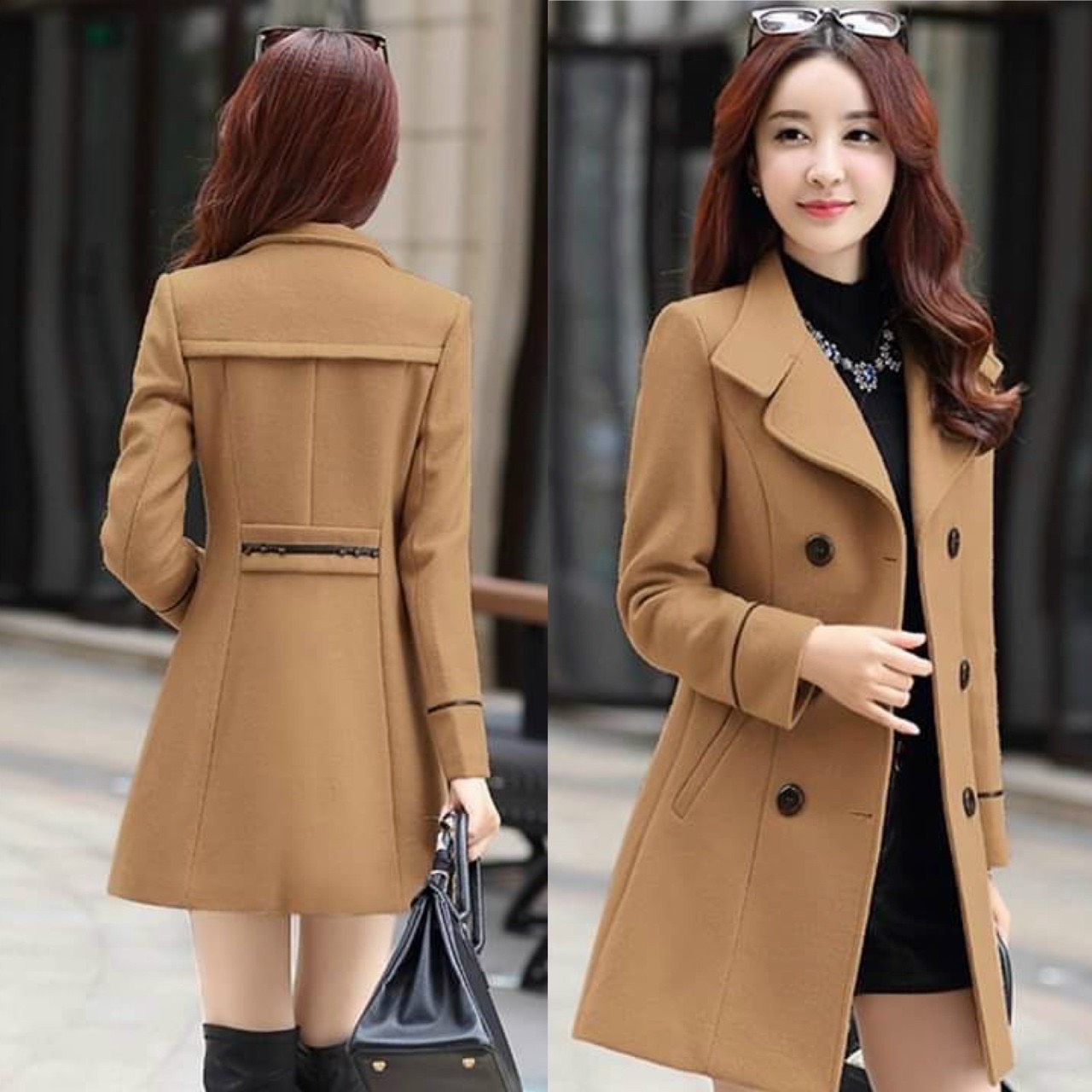 ÁO KHOÁC DẠ CỔ XẺ CAO CẤP