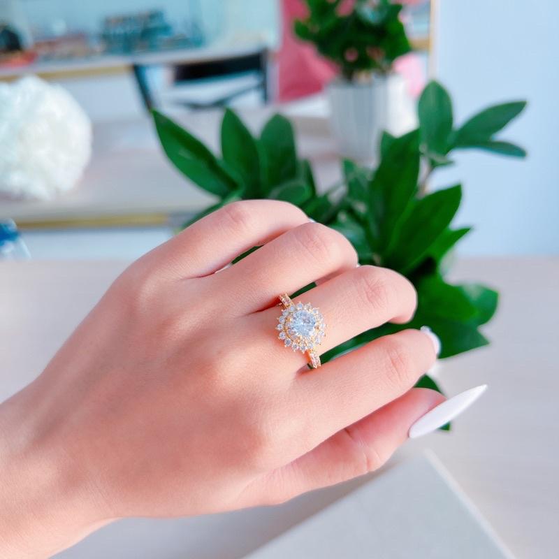 Nhẫn nữ hoa nhí gắn đá siêu sáng Kami