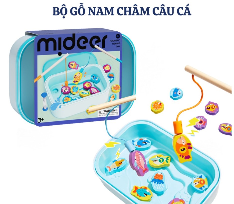 Đồ chơi câu cá nam châm bằng gỗ Mideer Magnetic Fishing Toy cho bé