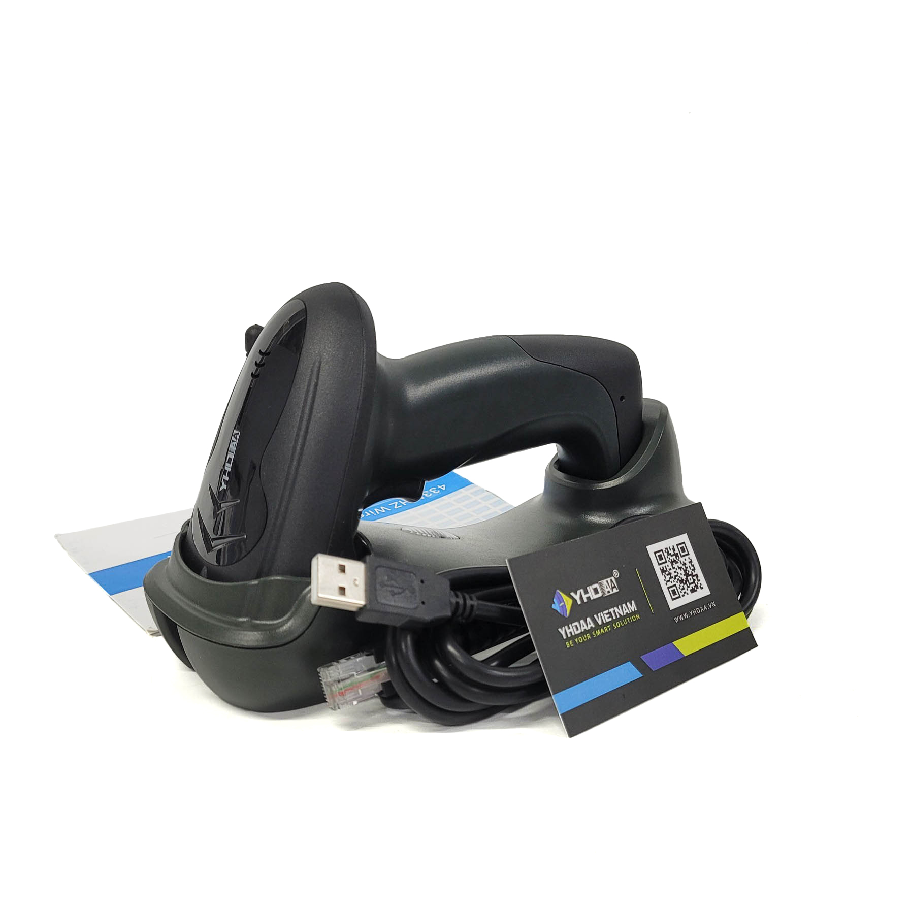 Máy quét mã vạch để bàn YHD 5300CM đọc mã vạch Barcode kết nối không dây đế sạc với Máy tính, Laptop dùng trong Cửa Hàng, Siêu Thị - Hàng Nhập Khẩu
