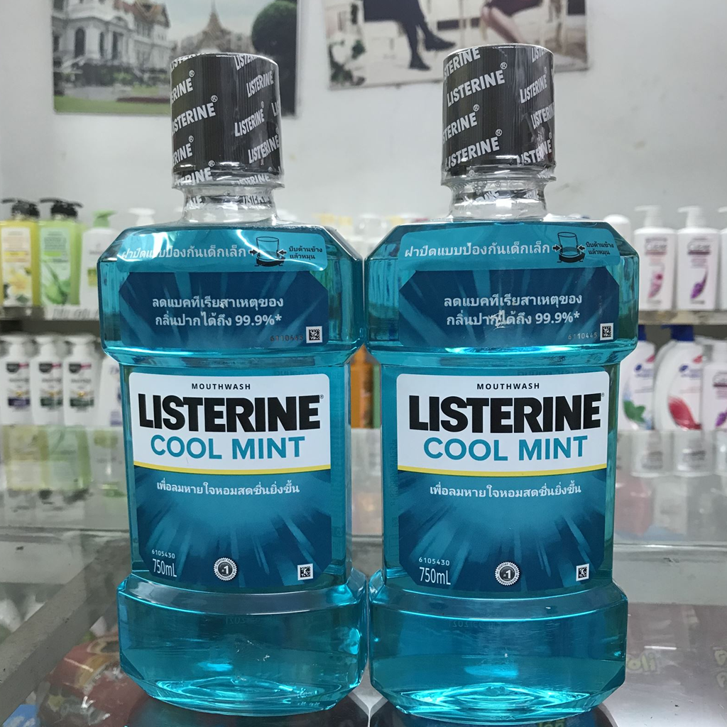 Combo 2 chai nước súc miệng Listerine Cool Mint Hương Bạc Hà 750ml/chai