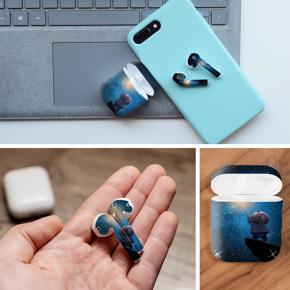 Miếng dán skin chống bẩn cho tai nghe AirPods in hình Heo con dễ thương - HEO2k19 - 057 (bản không dây 1 và 2)