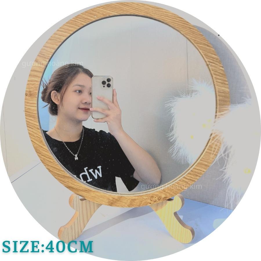 Gương treo tường viền gỗ decor phòng với móc treo dây thừng xinh xắn - Đủ size