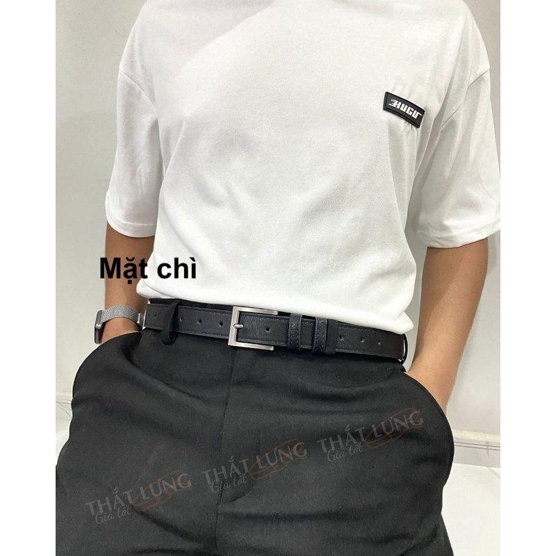 Thắt lưng nam nữ Hàn Quốc đơn giản mặt vuông BUCKLE Unisex da đẹp Dây nịt lưng thời trang Hàn Quốc bản 2.8cm Da Sần Cam