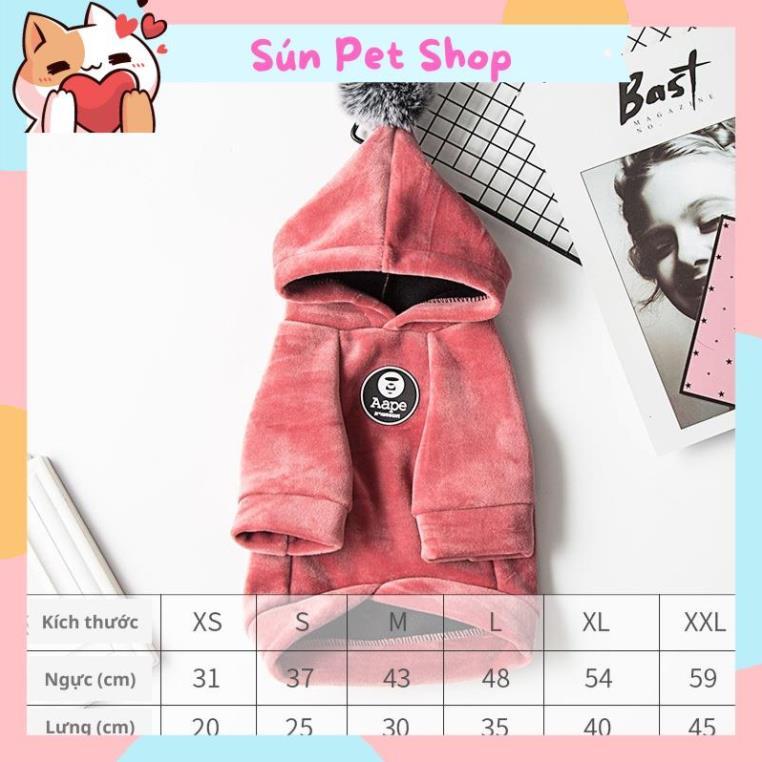 Áo Hoodie nhung cao cấp cho thú cưng - Áo cho chó mèo mùa đông