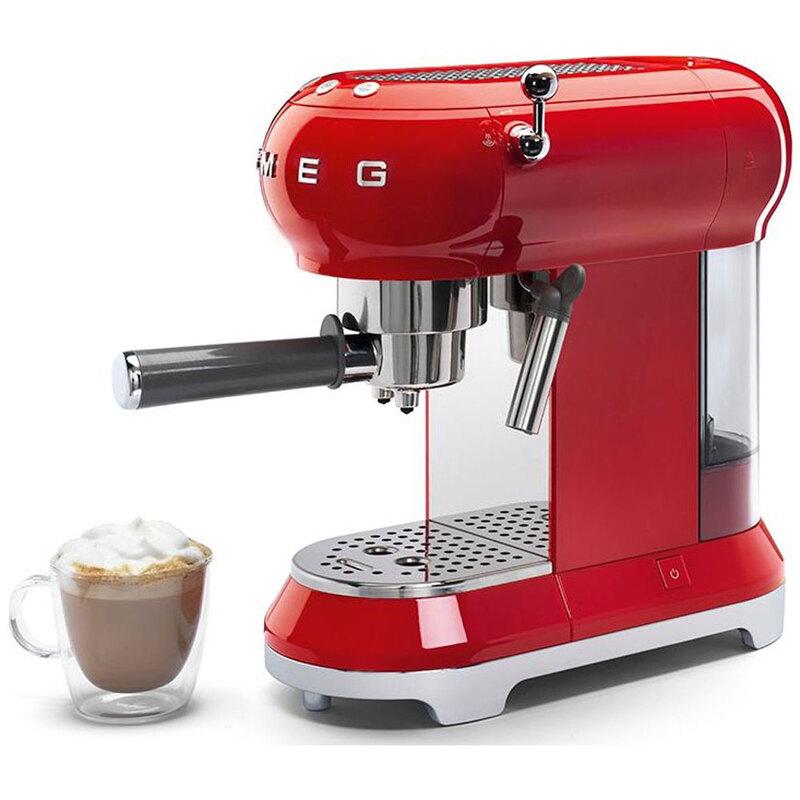 Máy Pha Cà Phê Mini Tự Động Smeg, Smeg Coffee Machine, Máy Pha Cà Phê Espresso, 1350W, 1L, Có Vòi Đánh Sữa, Nhập Đức