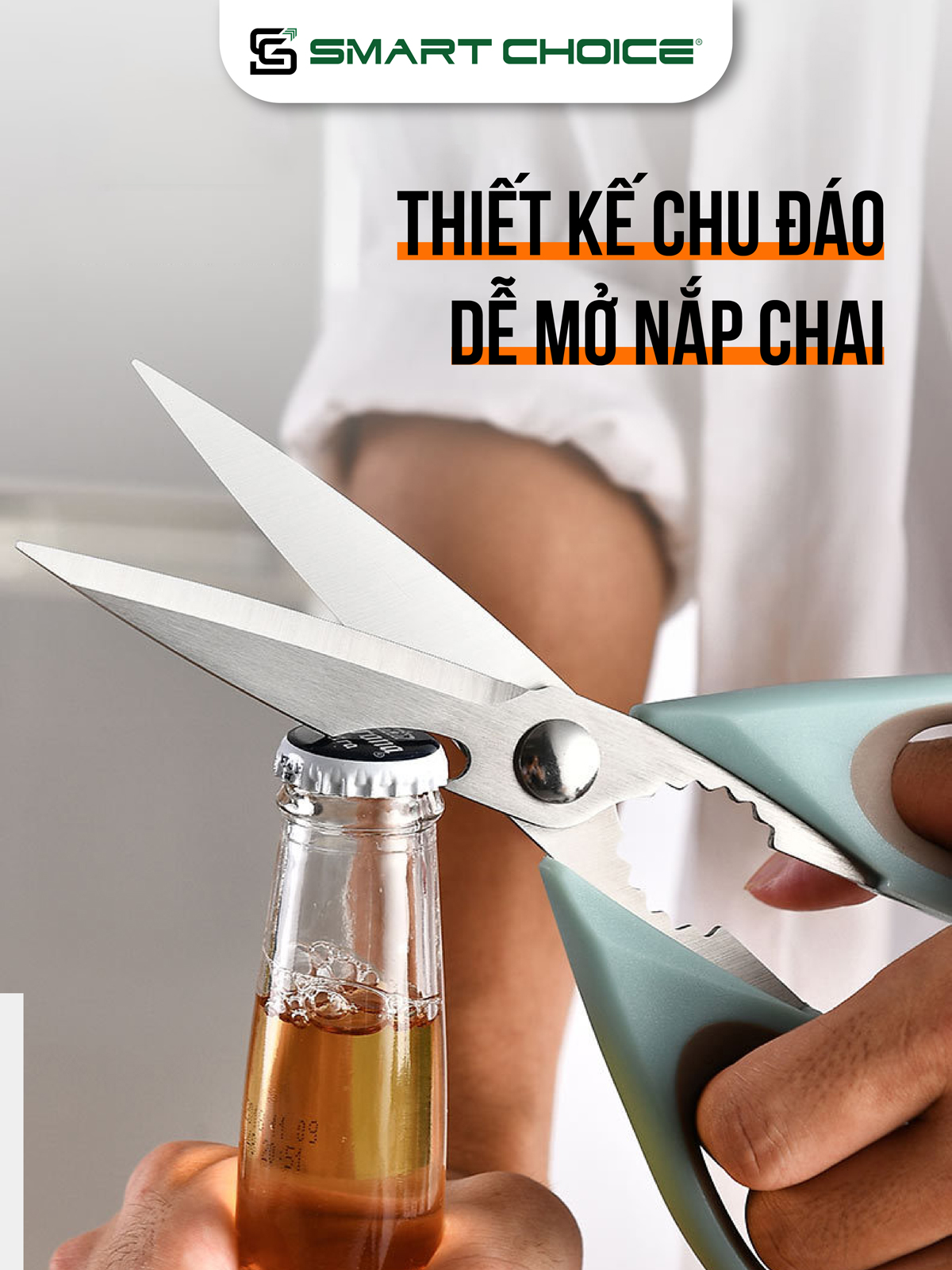 Kéo Nhà Bếp Đa Năng SMARTCHOICE Kéo Xanh Kèm Vỏ Bảo Vệ Cao Cấp Không Gỉ SCG-PK053-X
