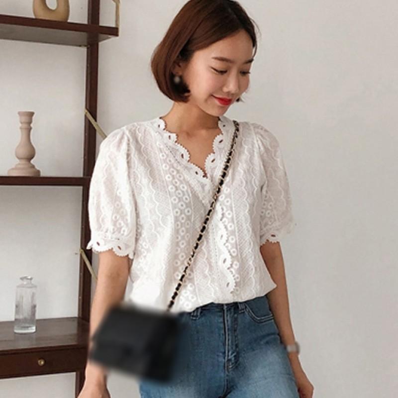Áo Kiểu Tay Ngắn Cổ Chữ V Thời Trang Cho Nữ