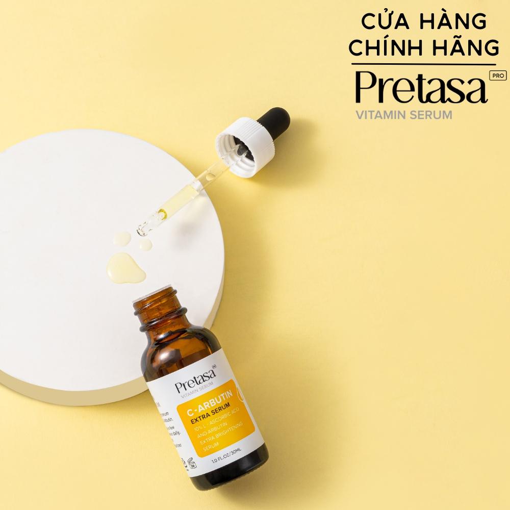 Serum dưỡng trắng sáng da PRETASA Vitamin C + Arbutin Brightening Serum 30ml