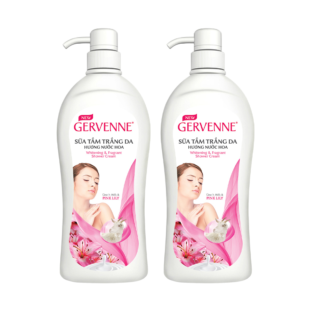 Gervenne Combo 2 Sữa tắm Trắng da Hương nước hoa Pink Lily