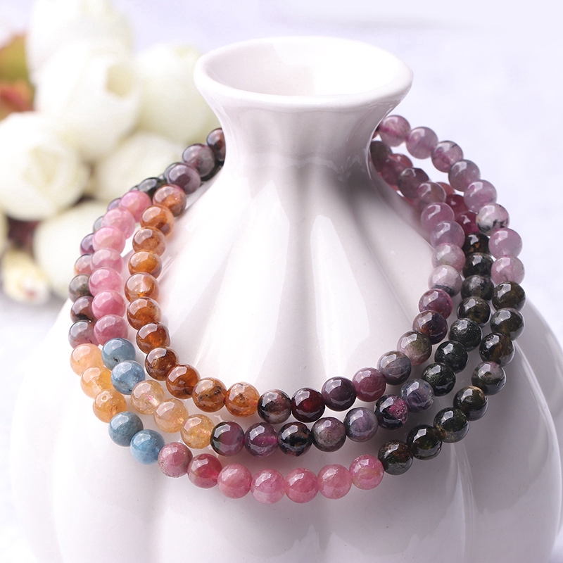 Vòng tay đá tourmaline quấn 3 vòng 6,5mm tự nhiên
