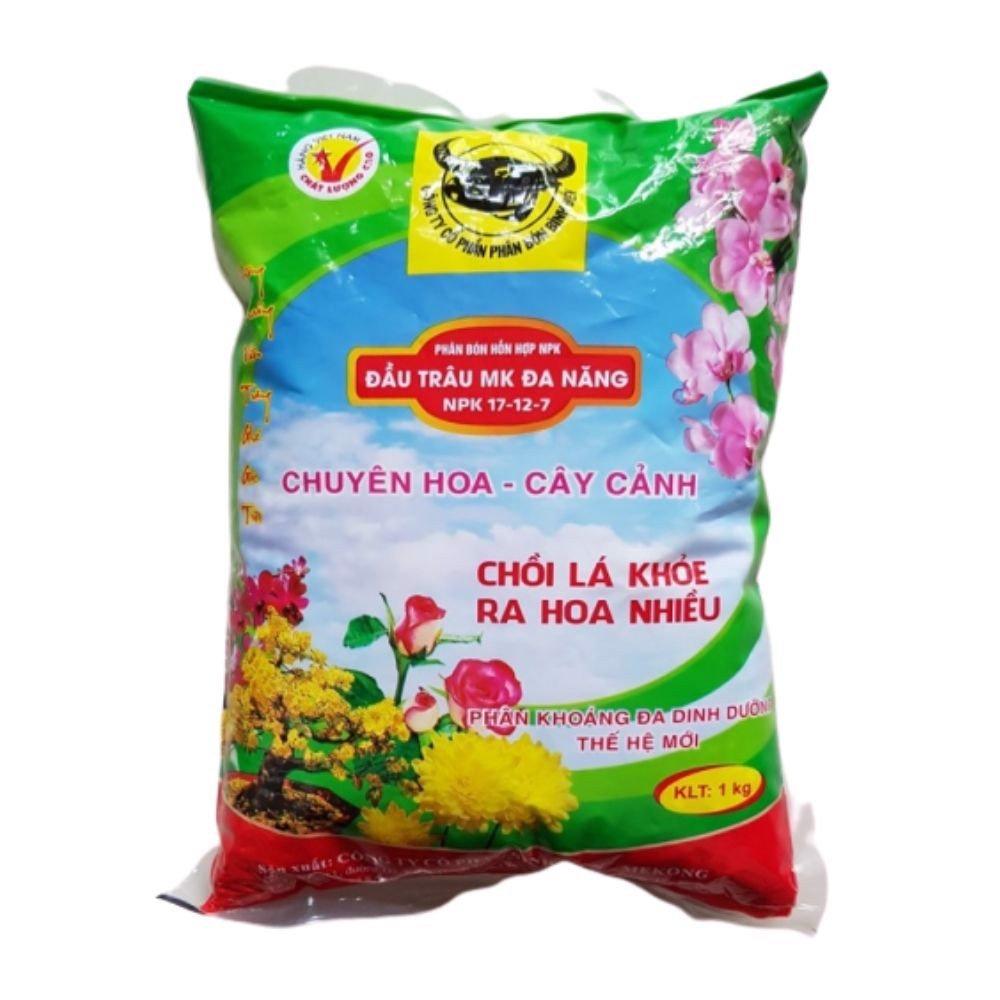 PHÂN BÓN ĐẦU TRÂU MK ĐA NĂNG 17-12-7 DÙNG CHO HOA - CÂY CẢNH GÓI 1KG