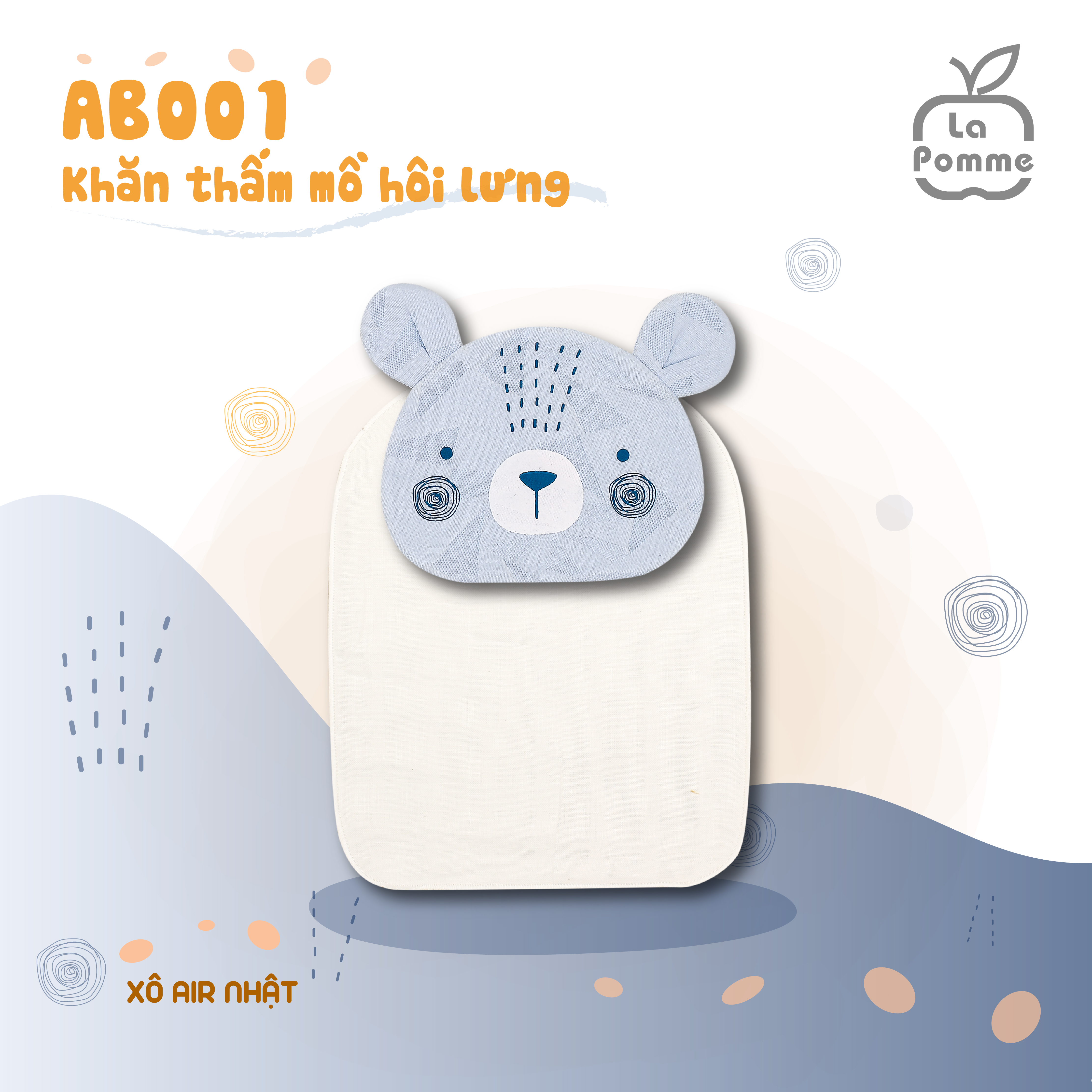 AB001 Khăn thấm mồ hôi lưng La Pomme Xô Air Freesize Xanh Nâu