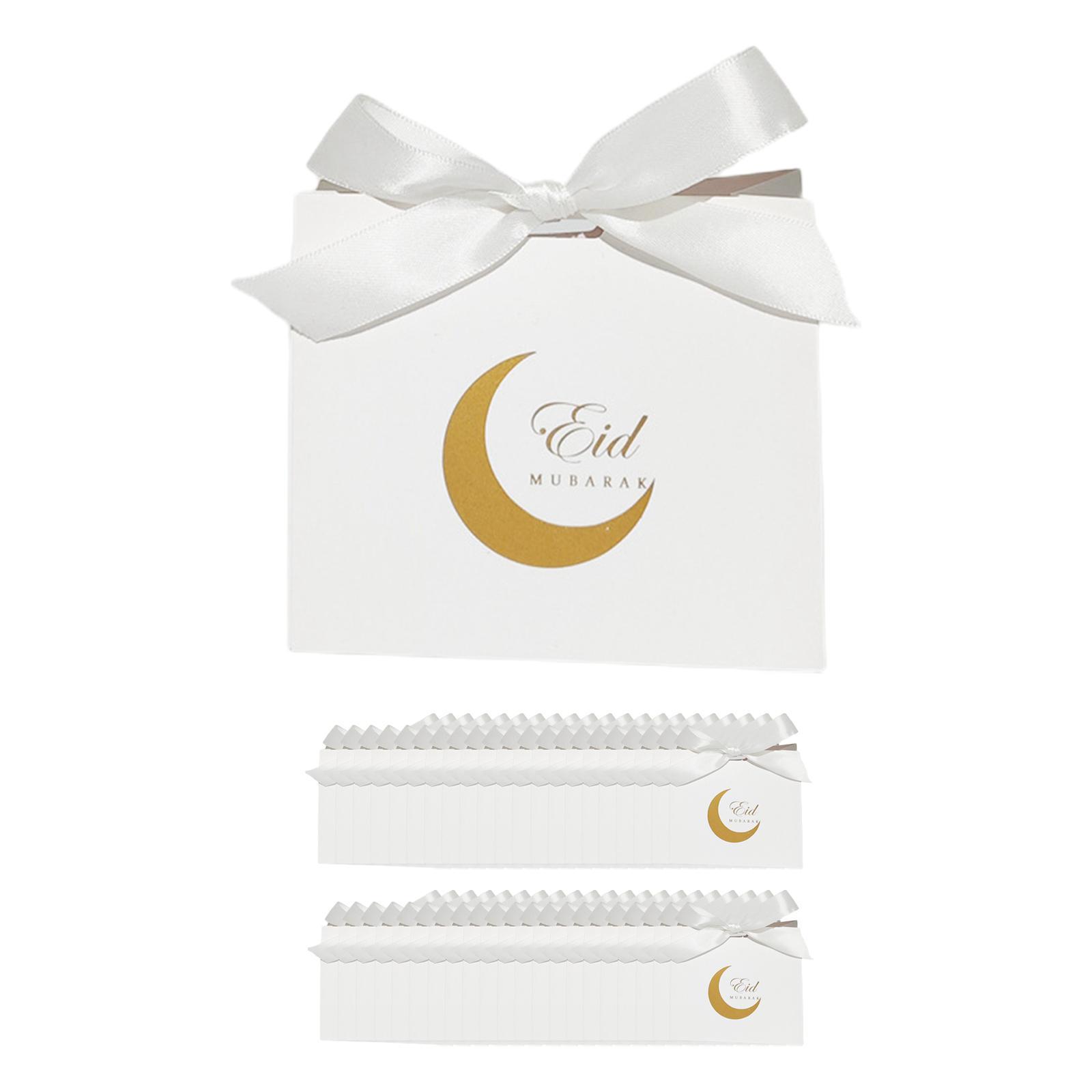 50 Pieces Favor Boxes Gift Bags Moon Pattern for Baby Shower Decorations White