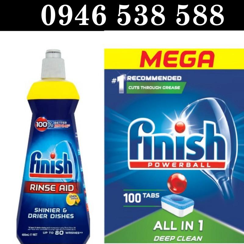 Combo Viên rửa bát Finish all in one 100 tabs + Nước làm Bóng Finish 400ml nhập khẩu Ba Lan