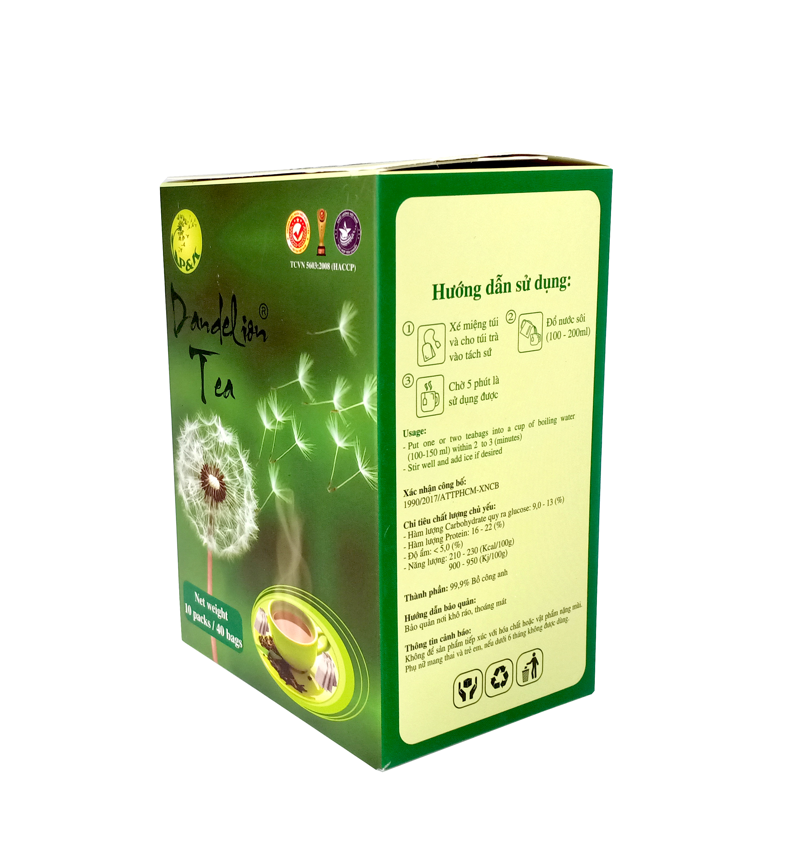 Trà Bồ Công Anh P&K - mát gan, giải độc, ngừa ung thư - Hộp đẹp, cao cấp thích hợp làm quà tặng