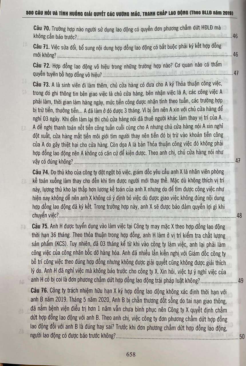 500 Câu hỏi và tình huống giải quyết các vướng mắc tranh chấp lao động