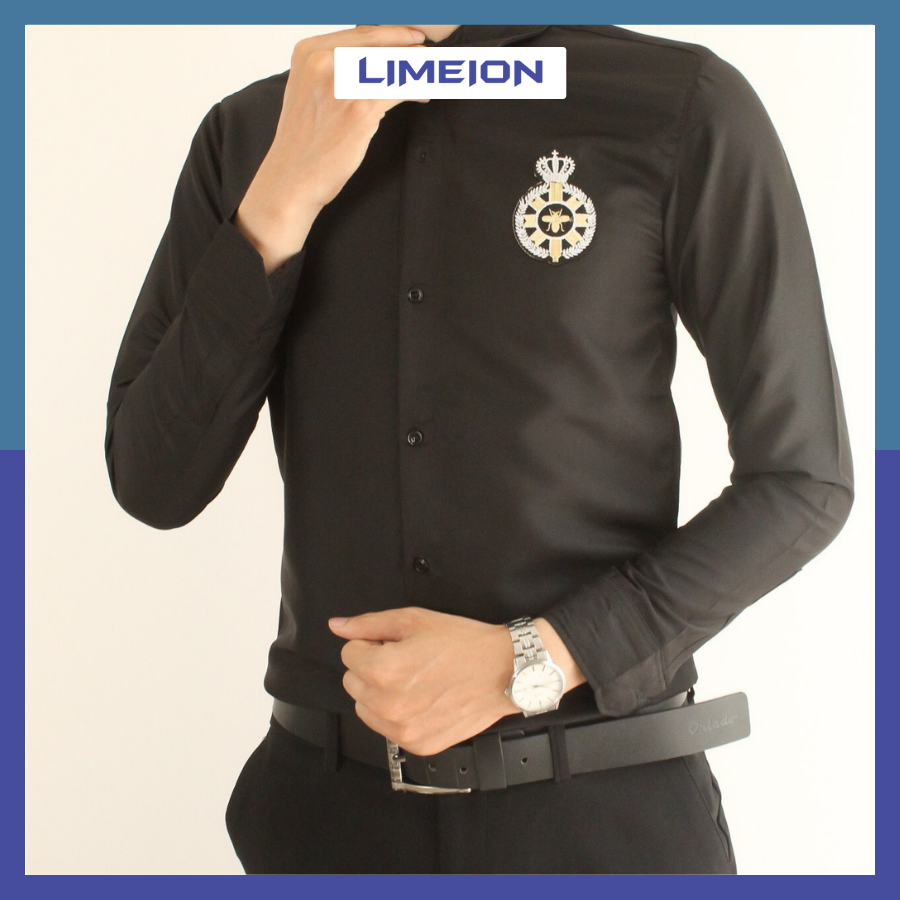 Áo Sơ Mi Tay Dài Thêu Logo Vương Miện Tròn LIMEION FASHION Thiết Kế Trẻ Trung Cá Tính Theo Phong Cách Hàn Quốc ITTD03