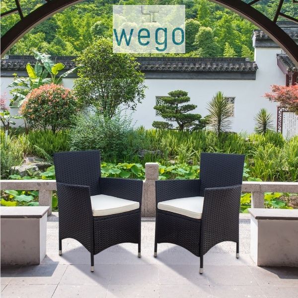 WEGO 2 ghế ngoài trời / Ghế ban công/ Ghế hồ bơi/ Ghế sân vườn // 2 Pcs Outdoor Furniture Rattan Chair for Outdoor Chair Garden Chair Balcony 2 Seater