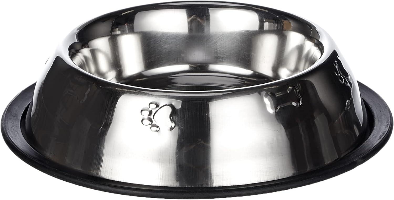 Bát inox trang trí chống trượt - 450 ml / 20 cm - đế chống trượt - chó mèo - Hộp đựng thức ăn cho thú cưng