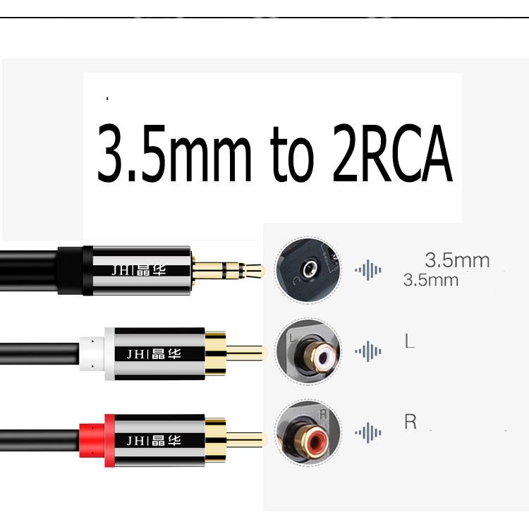 Cáp chuyển AUX 3.5mm ra âm thanh 2RCA cho loa, amply - Jinghua A120 - Hồ Phạm