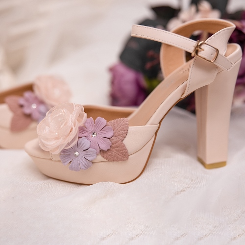 Giày cưới Nghé Art cao gót hoa vintage 238