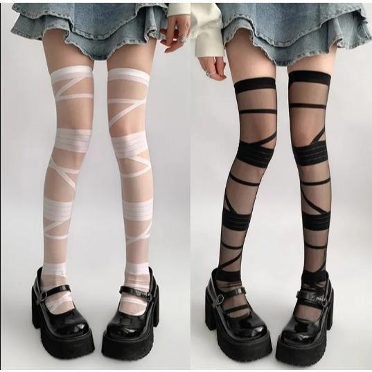 Tất đùi vớ đùi mỏng, tất dài qua gối HỌA TIẾT DÂY QUẤN PHONG CÁCH MUMMY cosplay cá tính độc đáo cho Nữ  Women