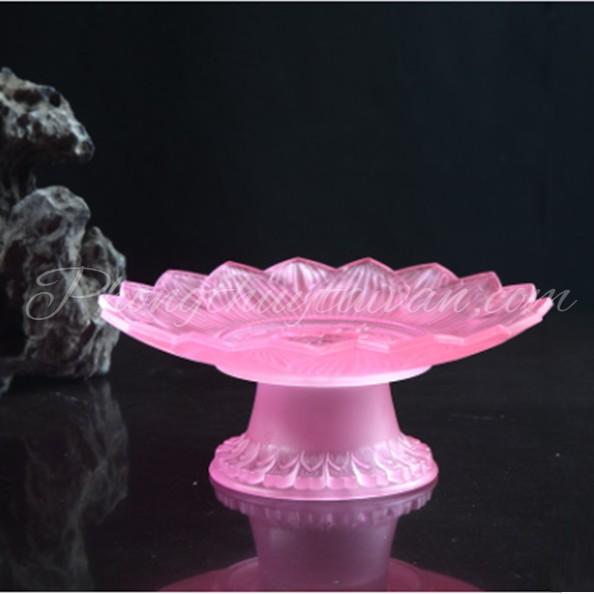 Dĩa trái cây,Dĩa bàn thờ CAO CẤP Lưu Ly Hoa sen 23cm