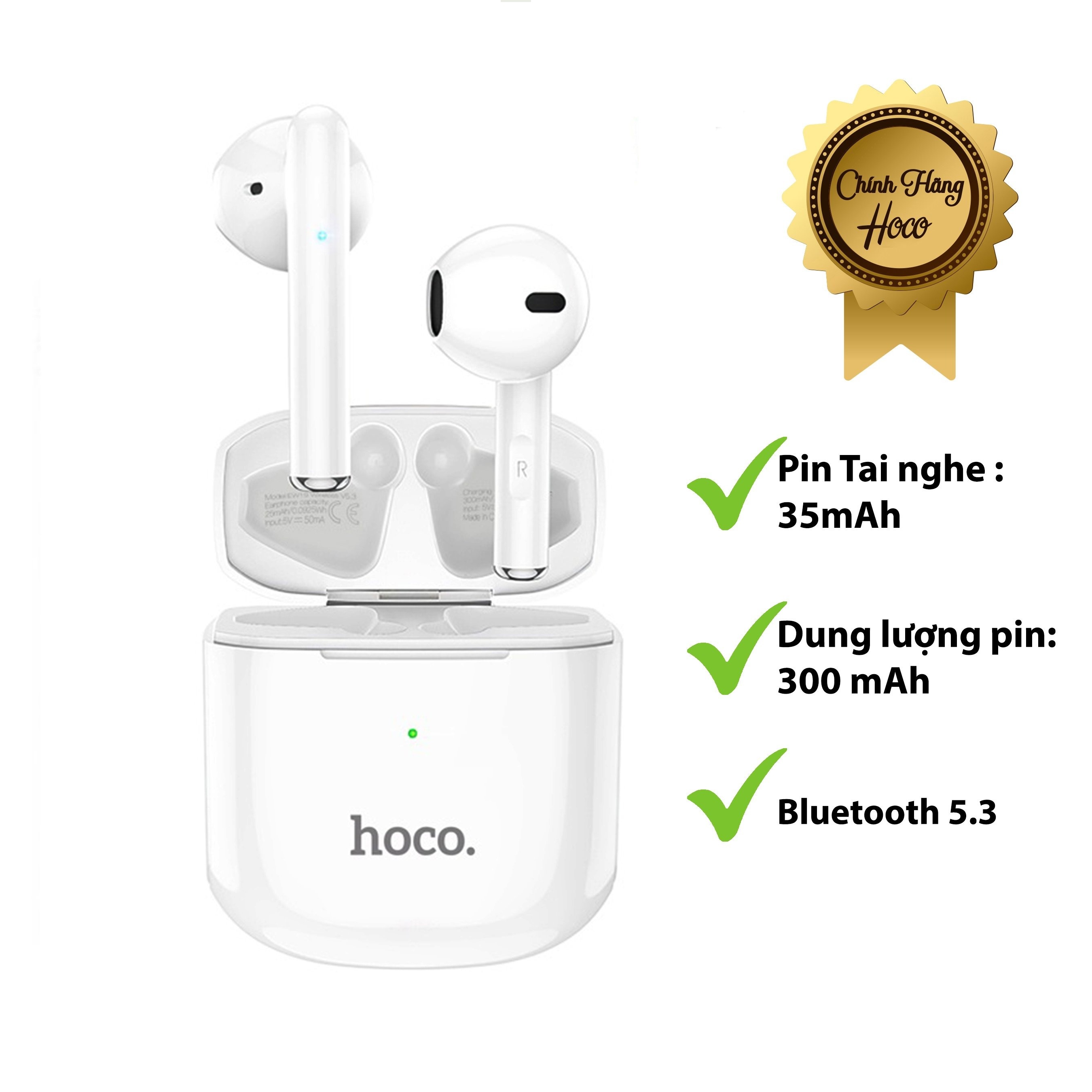 Tai nghe Bluetooth nhét tai HOCO EW19, Hỗ trợ bluetooth 5.3 TWS, Tích Hợp Mic Rảnh Tay Cho IP và Android, Điều khiển cảm ứng, Định vị đổi tên, Thời Gian Sử Dụng 4H - Hàng Chính Hãng