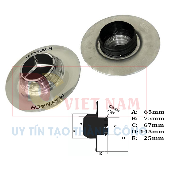 01 CHIẾC Logo chụp mâm, ốp lazang bánh xe ô tô Maybach G010