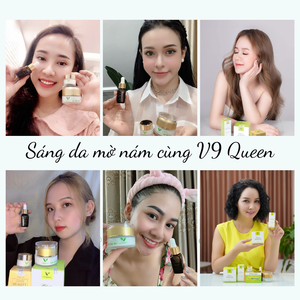 Combo 3 Mỹ Phẩm V9Queen Giúp Mờ Nám Tàn Nhang, Dưỡng Trắng Da