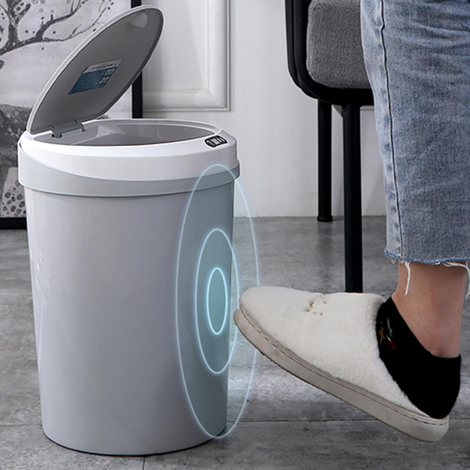 Thùng rác cảm ứng Knock, Thùng rác tự động Cảm biến chuyển động hồng ngoại có nắp đậy cho nhà bếp dung tích 12L