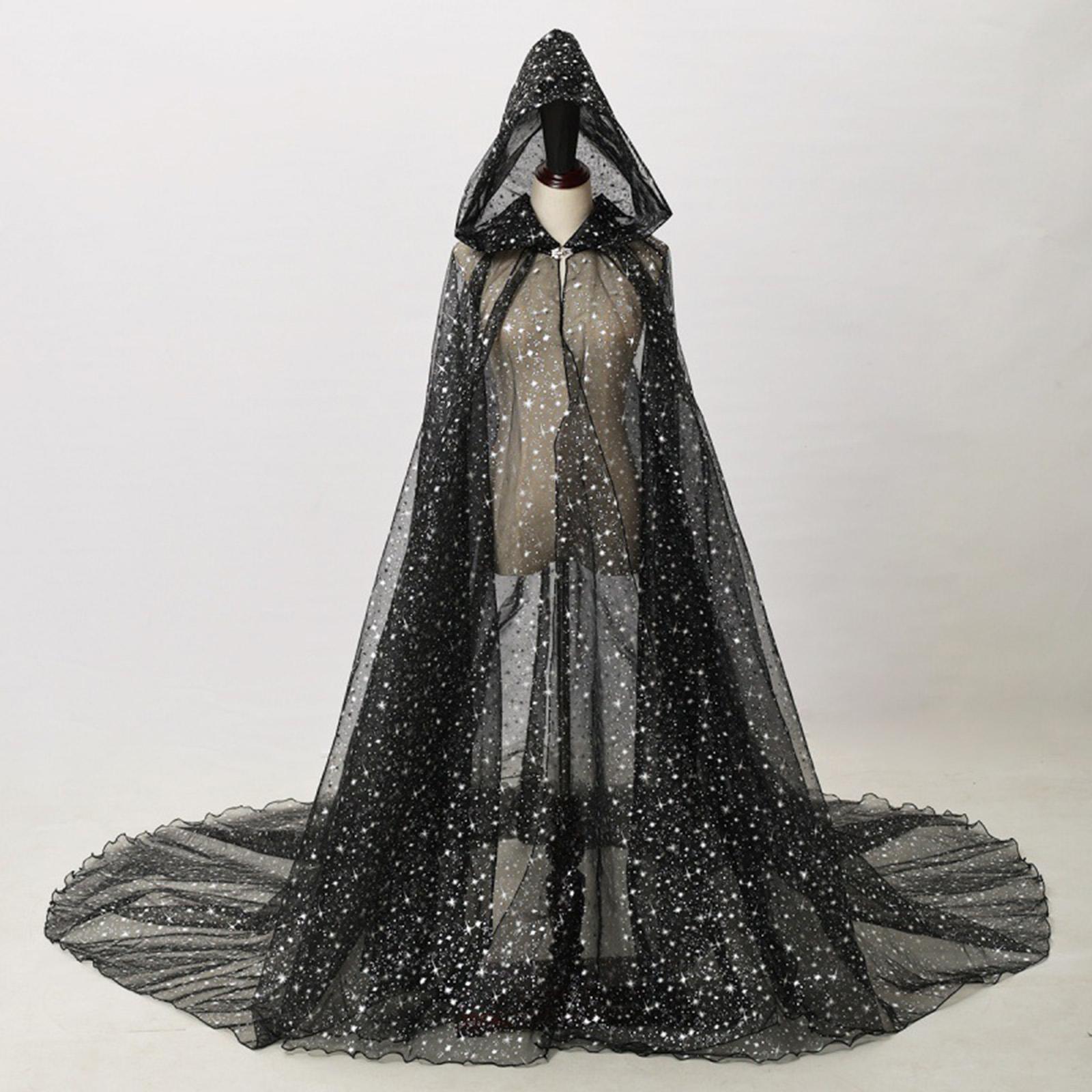 Hooded Cloak for Women Bridal Hooded Cloak Shiny Washable for Adults Soft Durable Costume Wedding Cape Tulle Cape