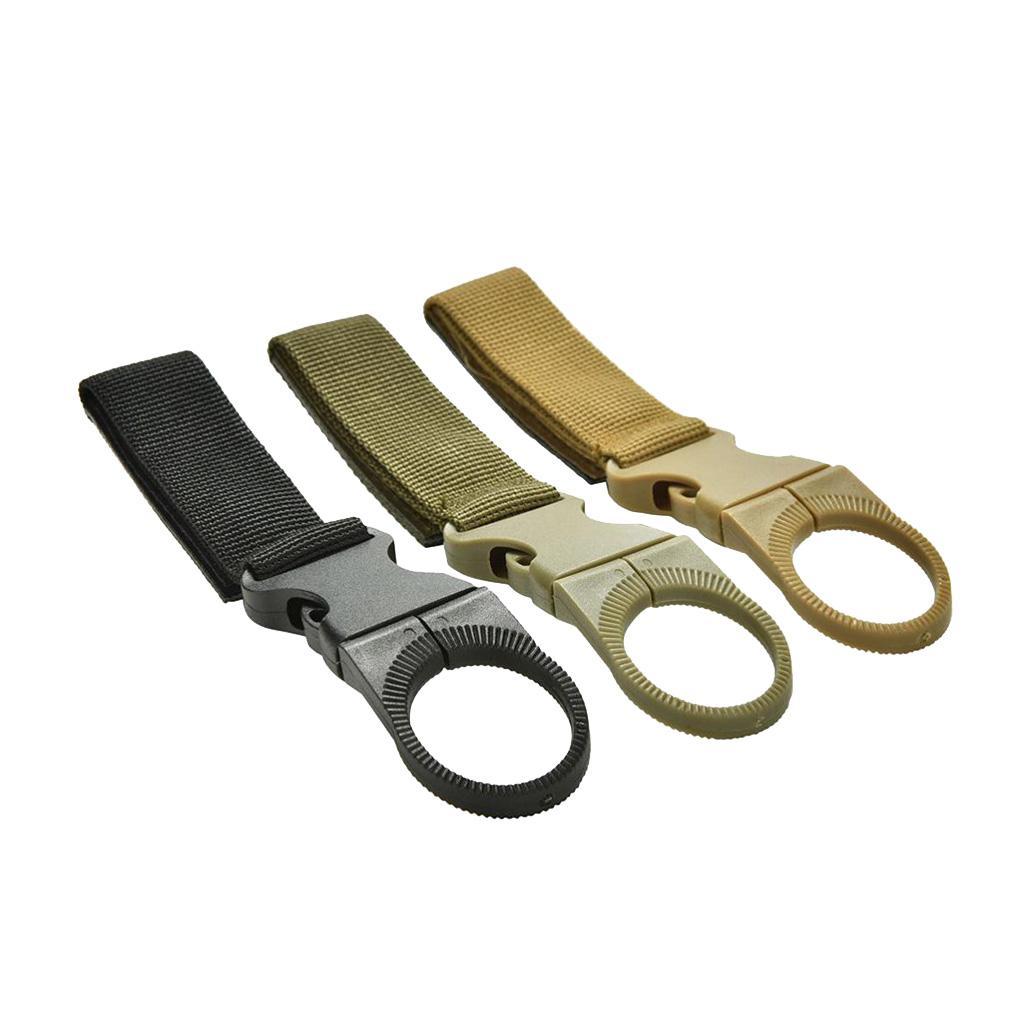 4xNylon Molle Hanging Strap Webbing Buckle Clip Bottle Hook Belt Army Green
